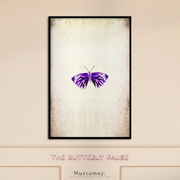 Printable Wall Art, Digital Painting, Downloadable, Nature Home Decor, Abstract Photography of a Butterfly Pause