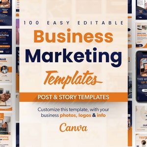 100 Business Marketing Templates, Digital Marketing, Post and Story Templates, Tips for Small Business, Instagram Feed, Canva Templates