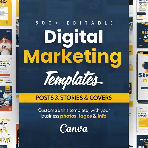 600+ Digital Marketing Agency Templates, Business Marketing Templates, Digital Marketing Tips, Editable Template for Instagram, for Agencies