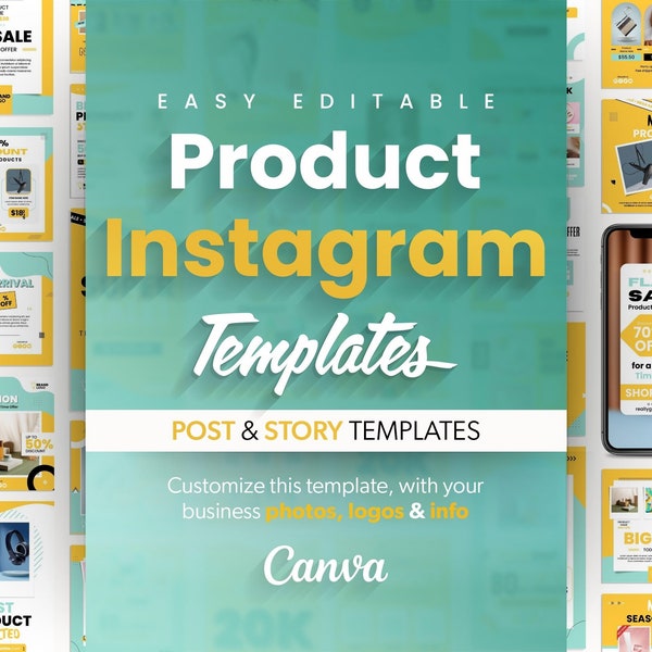 100 Product Instagram Templates, Easy Editable in Canva, Business Instagram Template, Ecommerce Instagram Template, Marketing Templates