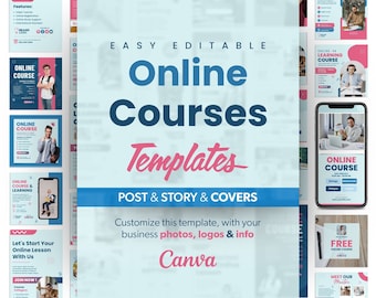 Online Course Marketing Templates, Instagram Online Classes Templates, Interactive Learning Templates, Easy Editable in Canva, Online School