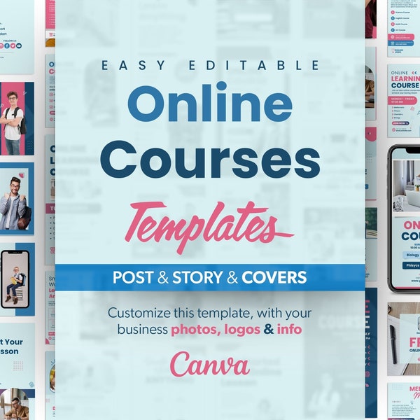 Online Course Marketing Templates, Instagram Online Classes Templates, Interactive Learning Templates, Easy Editable in Canva, Online School