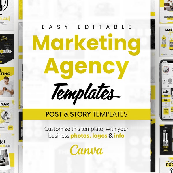 100 Social Media Template Posts - Stories for Digital Marketing Agencies, Digital Marketing Templates, Digital Marketing Tips for Instagram