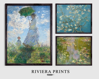 Vintage French Floral Landscape Print Set | Gallery Wall Art (Digital Download)
