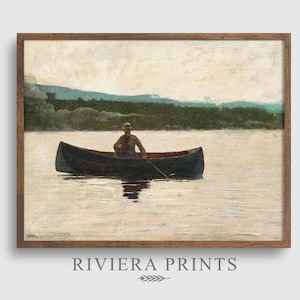 Vintage Fisherman Painting |  Fishing Boat Print | Lake House Decor  | Seascape PRINTABLE DOWNLOAD | 70