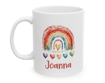 Personalized Rainbow Mug, Custom Name, Birthday Gift