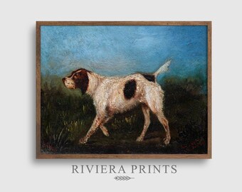 Vintage Hunting Dog Oil Painting | Rustic Cabin Wall Art (Printable Artwork)