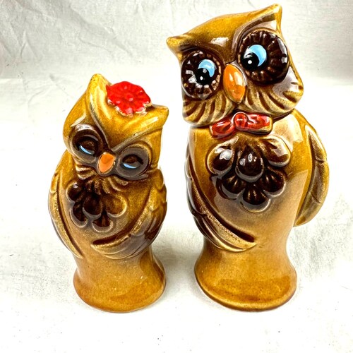 Adorable Vintage Ceramic Owl Salt and Pepper Shakers Etsy