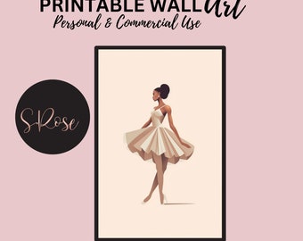 Beautiful Black Ballerina Printable Art, Digital Download Print, Dancer Wall Decor, Home Decor,  1 Print, Ballerina Wall art