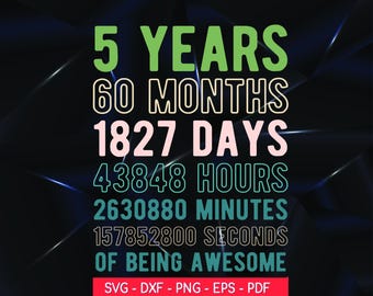 5. Geburtstag SVG: 5 Jahre altes Design (Digitale Dateien)