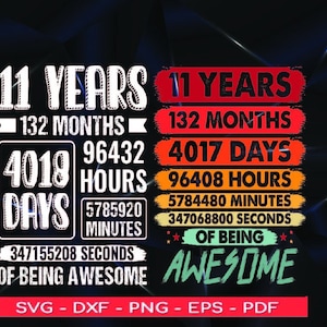 11th birthday svg 11 years old svg 11th birthday png, 11th Birthday For Girls Boys 11 Years Old Being Awesome Svg