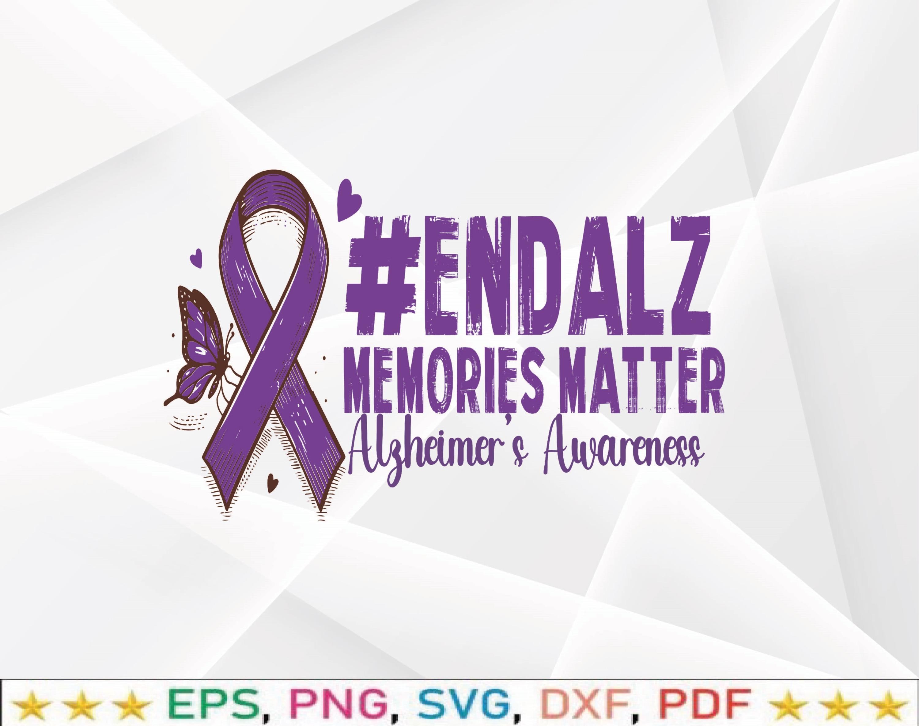 End Alz Memories Matter, Purple Ribbon Alzheimer's Awareness SVG PNG - Etsy