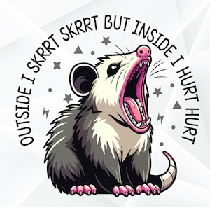 Funny Opossum &#39;Outside I skrrt&#39; T-Shirt Design (SVG, PNG, EPS)
