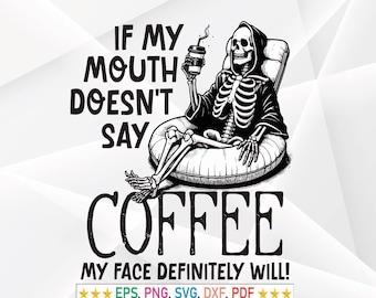 Skeleton Coffee Halloween SVG, Funny T-Shirt Design (eps, svg, png)