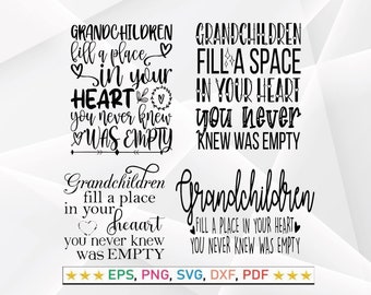Grandchildren Fill A Heart SVG: Grandma Gift, Grandparent Saying (Digital Files)