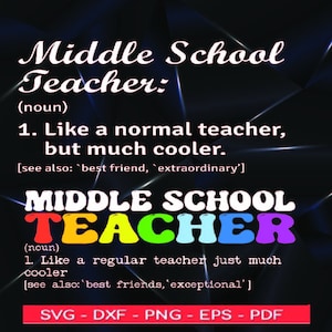 Funny Middle School Teacher Definition SVG Design (Printcut Files)