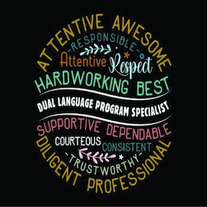 Dual Language Program Specialist SVG: T-Shirt Design (Printable Editable)
