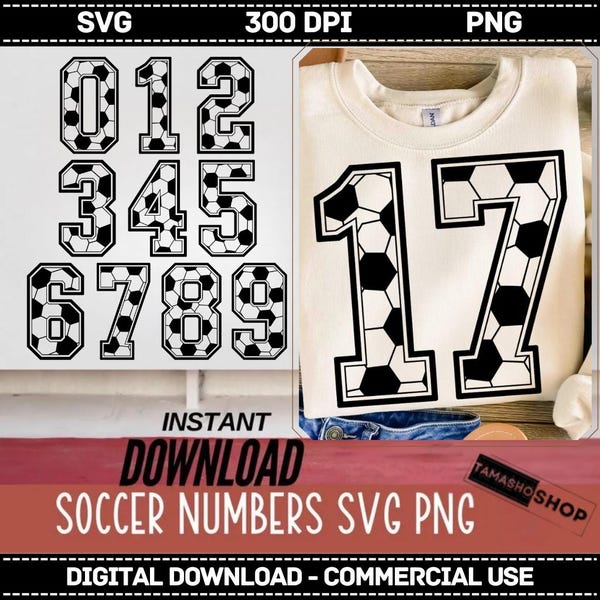 Números de camiseta de fútbol SVG PNG, Fútbol SVG, Personaliza tus números de jugador PNG, Animadoras, Mamá, Papá, Fútbol, Descarga digital