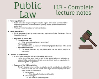 Public Law (LLB Law) Complete Lecture notes (40+ pages)