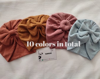 Muslin combed Fabric Baby Turbans, Knot Baby Turban Hat, Newborn Beanie, Headwrap, Newborn Hat