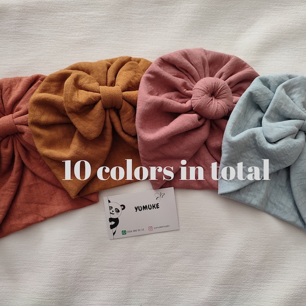 Muslin combed Fabric Baby Turbans, Knot Baby Turban Hat, Newborn Beanie, Headwrap, Newborn Hat