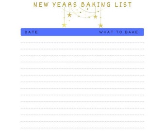 New Years Baking List
