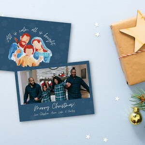 Religious Christmas Card Template for Canva | Photo Christmas Card, Photo Holiday, Modern Christmas Card, Printable Christmas Card