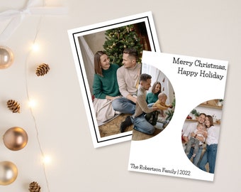 Minimalist Photo Christmas Card Printable | Photo Christmas Card Template 2022, Photo Holiday Card, Neutral Minimalist Christmas Card