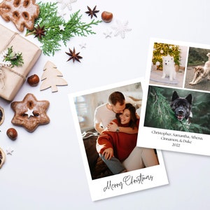 Minimalist Photo Christmas Card Printable | Photo Christmas Card Template for Canva, Photo Holiday Card, Neutral Minimalist Christmas Card