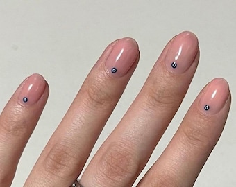 Evil Eye Gel Press On Nails JosieGelNails | Evil Eye Nails, Aesthetic Nails, Fake Nails, Witchy Nails, Emo Nails, Sheer Nails, Simple Nails