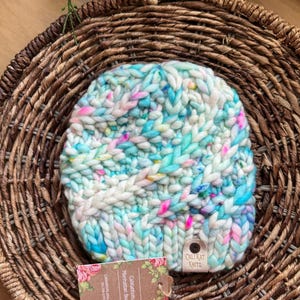 Hand Knit Fall Winter Beanie for Infant  Baby Toddler in Hand Dyed Merino Wool from Ireland.  SO soft! Pom can be added!