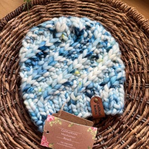 Hand Knit Fall Winter Beanie for Infant  Baby Toddler in Hand Dyed Merino Wool from Ireland.  SO soft! Pom can be added!