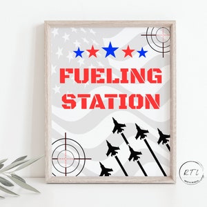 Fueling Station Sign, Top Pilot Any Text Sign, Jet Table Sign, Fighter Pilot Drink Table Sign, Customizable Text Sign, Digital, T456