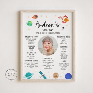 Space birthday Milestone Photo, Any Age Birthday Milestone, Outer Space Milestone Sign, Space Rocket Milestone, Download Editable S560, P986