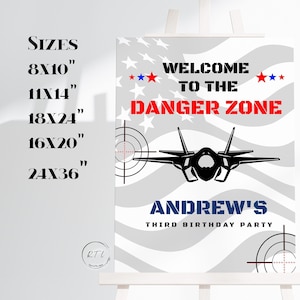 Top Fighter Pilot Birthday Welcome Sign, Any Age Welcome Poster, Pilot Birthday Welcome Sign, Fighter Jet Airplane Bday Welcome sign T456