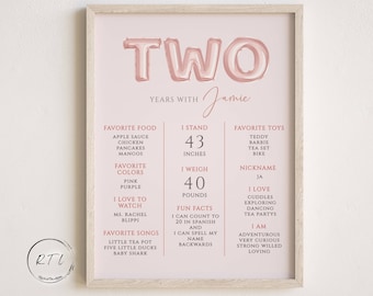Two Balloon Milestone Board,  Second Birthday Milestone Sign, Minimalist Milestone Poster, 2nd Milestone Sign, Editable Template