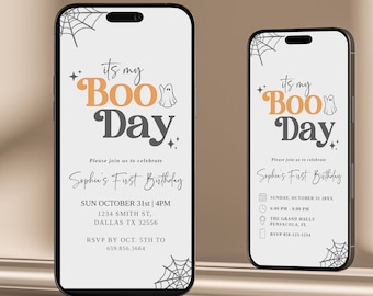 Halloween Party Invite, Boo Day Invitation, Halloween Birthday Party, Halloween Birthday Invitation, Its My Boo Day, Instant Download H984