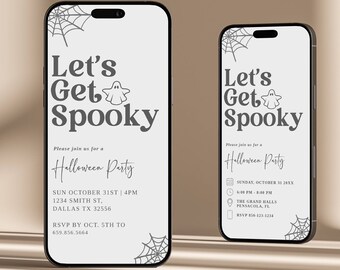 Halloween party invite, Lets Get Spooky, Costume Party, Ghost Invite, Spooky Halloween, Instant Download H984