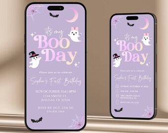 Halloween Party Invite, Boo Day Invitation, Halloween Birthday Party, Halloween Birthday Girl, Its My Boo Day, Instant Download H984