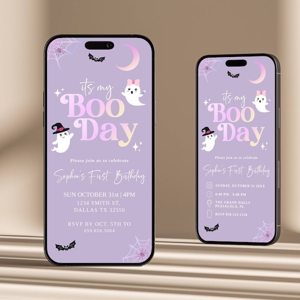 Halloween Party Invite, Boo Day Invitation, Halloween Birthday Party, Halloween Birthday Girl, Its My Boo Day, Instant Download H984