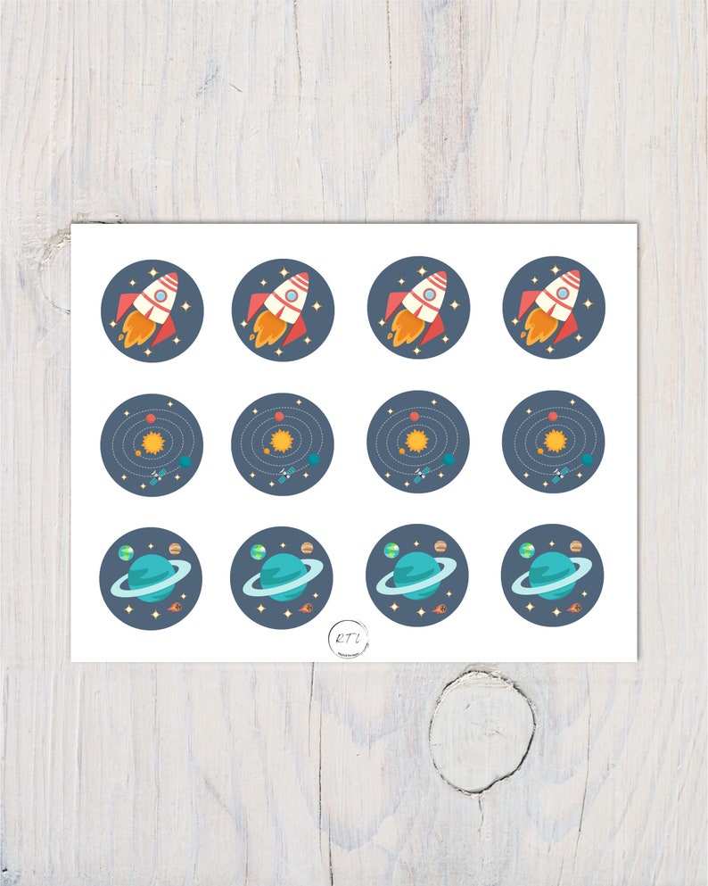 Space Birthday Cupcake Toppers, Space Rocket Ship Cupcake Toppers ...