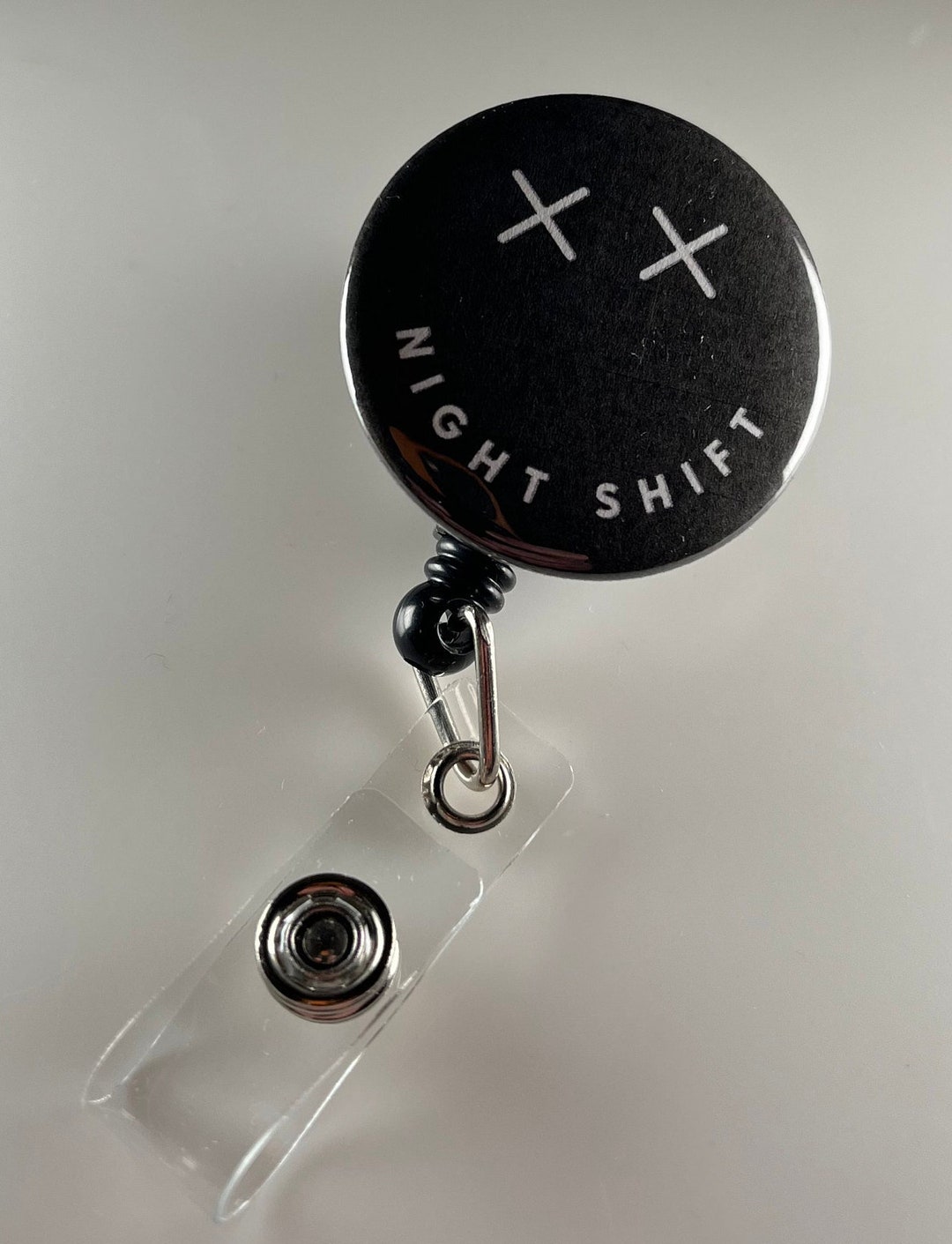NIGHT SHIFT SMILEY Face Badge Reel Xray Badge Nurse Badge Reel Gift for