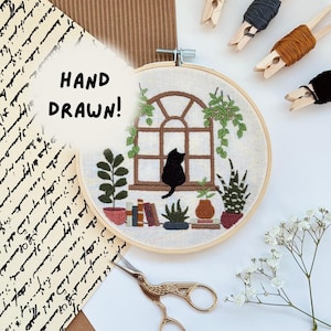Embroidery Kit Black Cat Beginner: DIY Modern Adult Cross Stitch Crafting