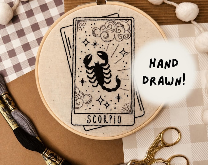 Scorpio Tarot Card Embroidery Kit: Scorpion Adult Crafting Modern Needlepoint, DIY Crafts