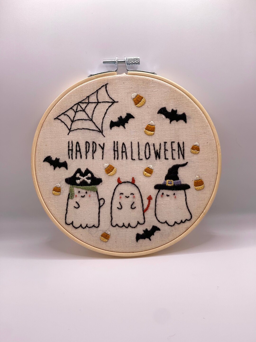 DIY Happy Halloween Embroidery Kit Fall Ghost Needlepoint Etsy