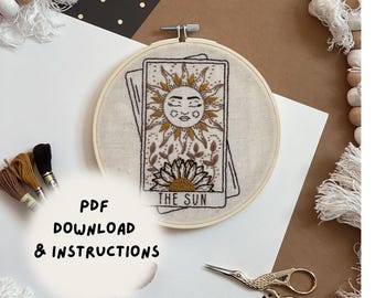 Download PDF per ricamo: La carta dei Tarocchi del Sole: Download digitale