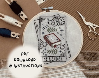 Download PDF per ricamo: La carta dei tarocchi del lettore - Design digitale