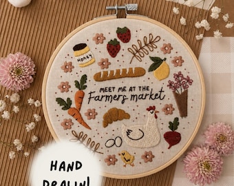 Farmers Market Embroidery Beginner Crafting: Modern Adult Needlepoint, DIY Craft