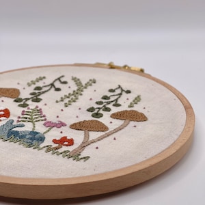 DIY Beginner Embroidery Kit Spring Snail Embroidery Simple Design Toadstool Garden 6 Inch Hoop DIY Cozy Craft Adult Crafting kit image 5
