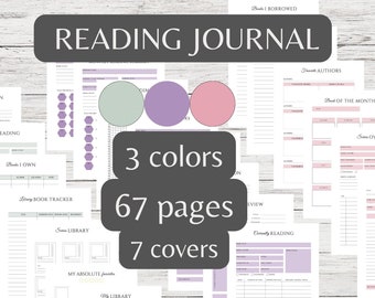 Reading journal Printable, Digital Reading journal, Book log Monthly reading challenge, Book lover notes, Library log, Bookworm gift, PDF